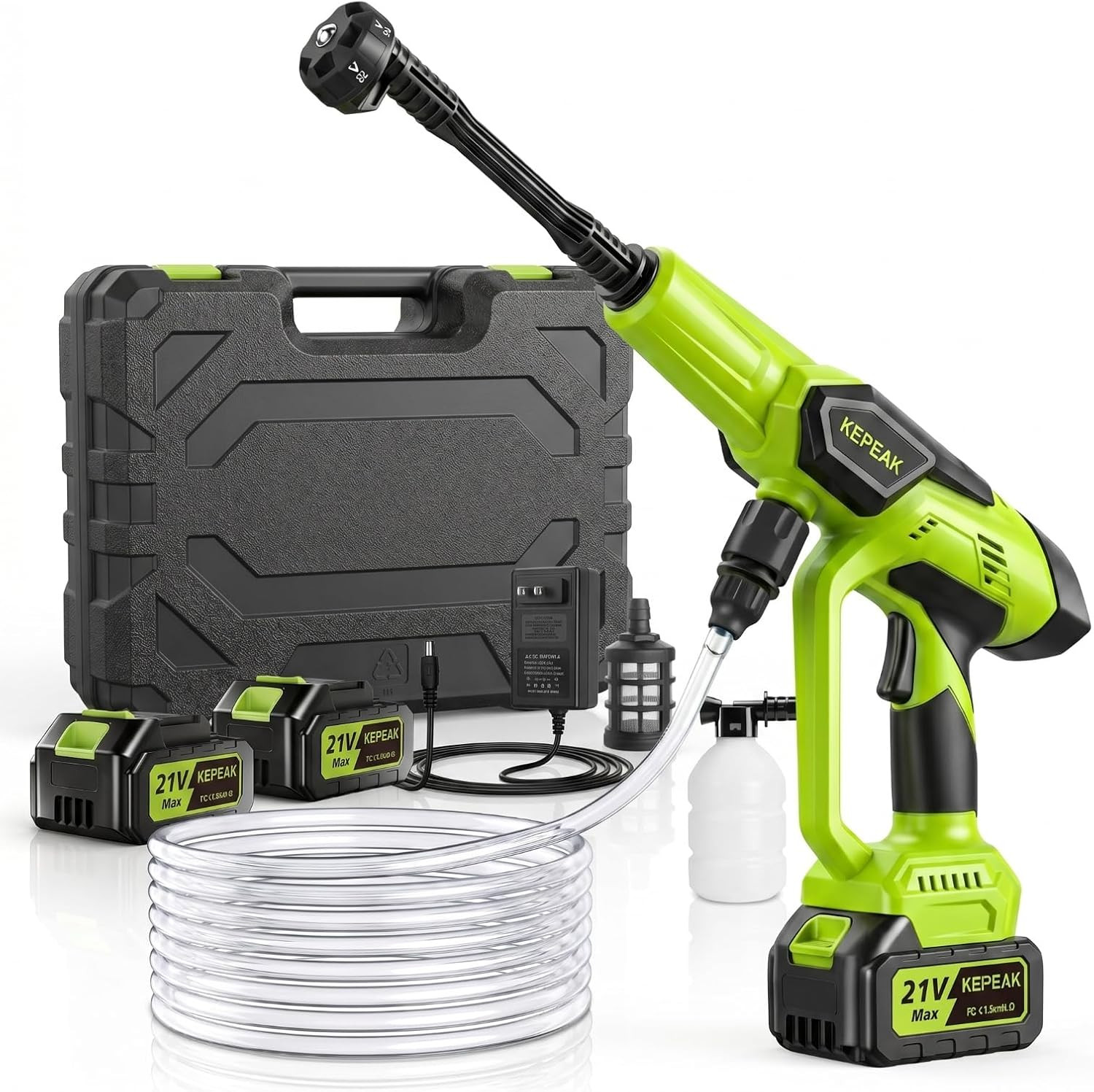Cordless Portable Washer, 1450 PSI Battery Operated Washer with 6-In-1 Nozzle, 2