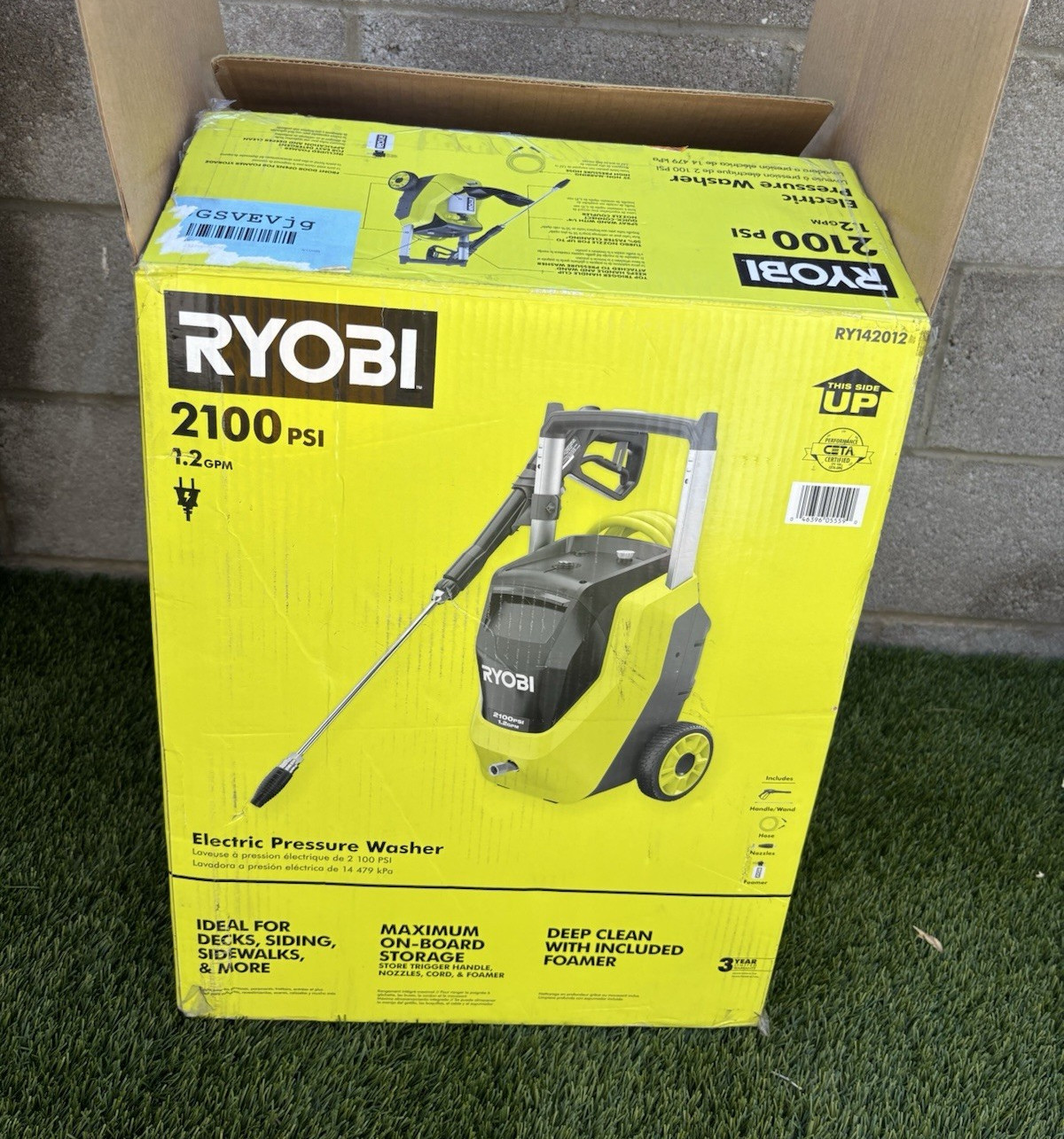 RYOBI RY142012 2100 PSI 1.2 GPM Corded Electric Pressure Washer w/ Foamer