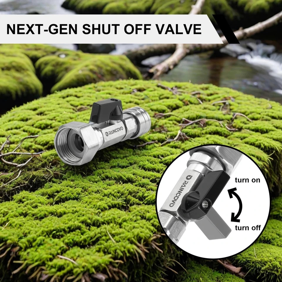 3/4 GHT Garden Hose Shut Off Valve to 1/4 Quick Connect Pressure Washer Adapter