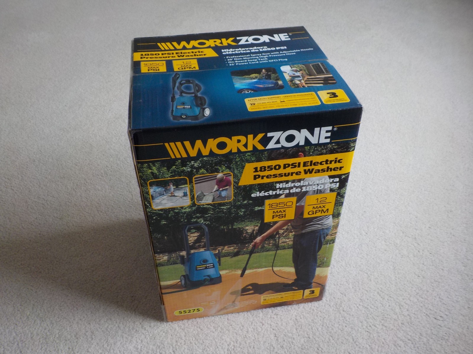 Original WORK ZONE Pressure Washer Model WZ1850 Blue Brand New w/ Box !!!