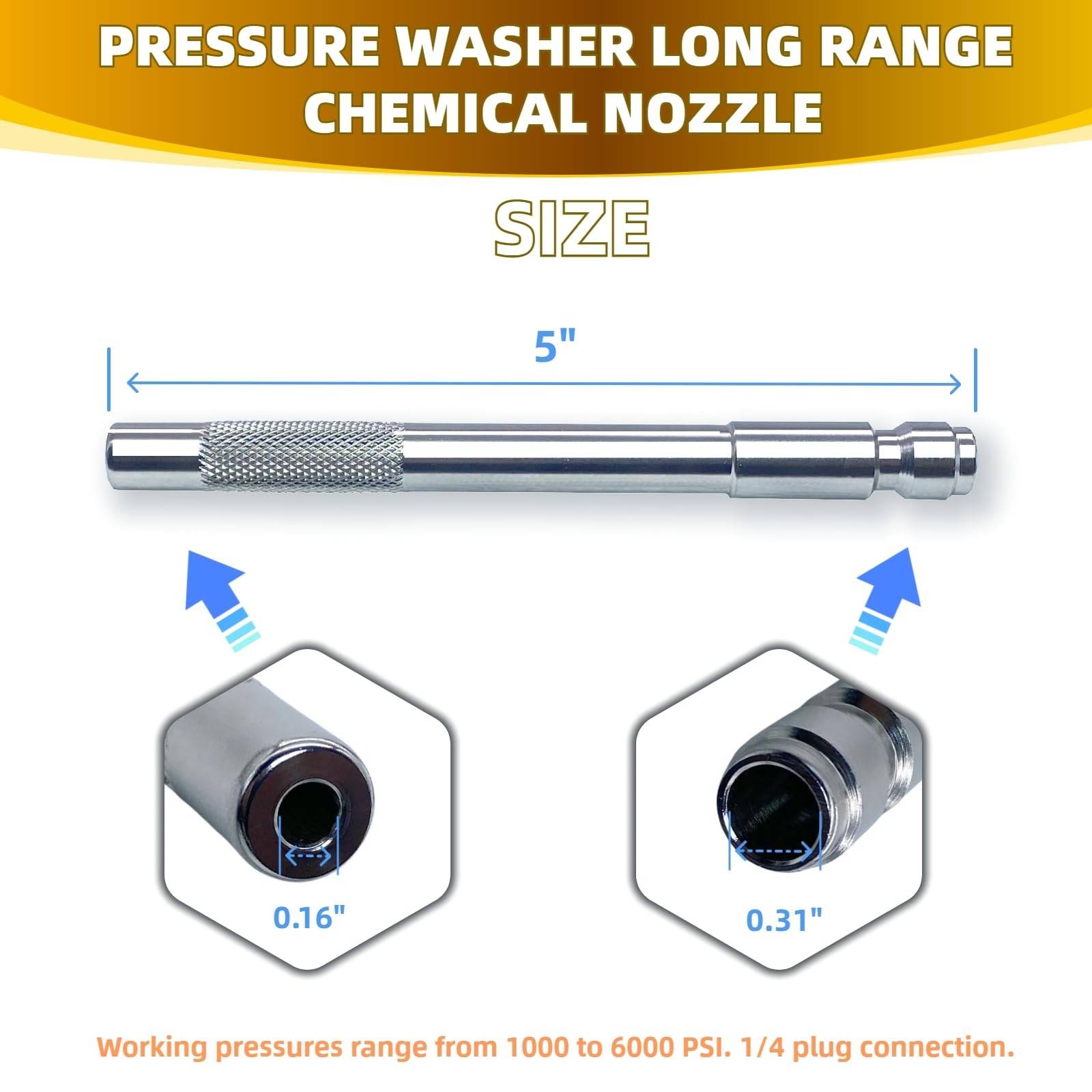 Pressure Washer Long Range Nozzle,with ladder saver nozzle for 1000 to 6000 P…