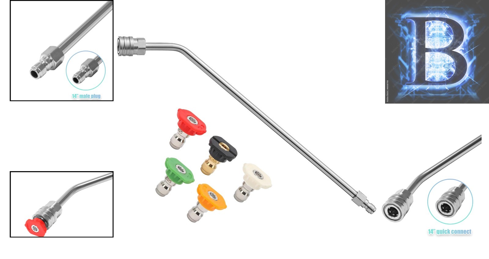 Durable Brass and Stainless Steel Pressure Washer Wand with 4000 PSI Capability