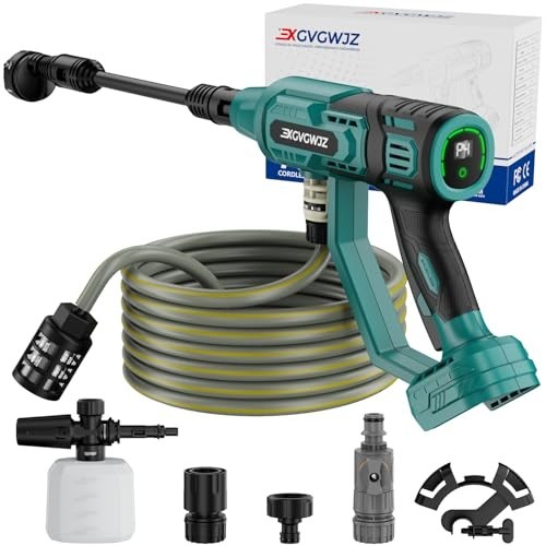 Portable Cordless Pressure Washer 700 PSI, 6-in-1 Nozzle, Adjustable, Battery Po