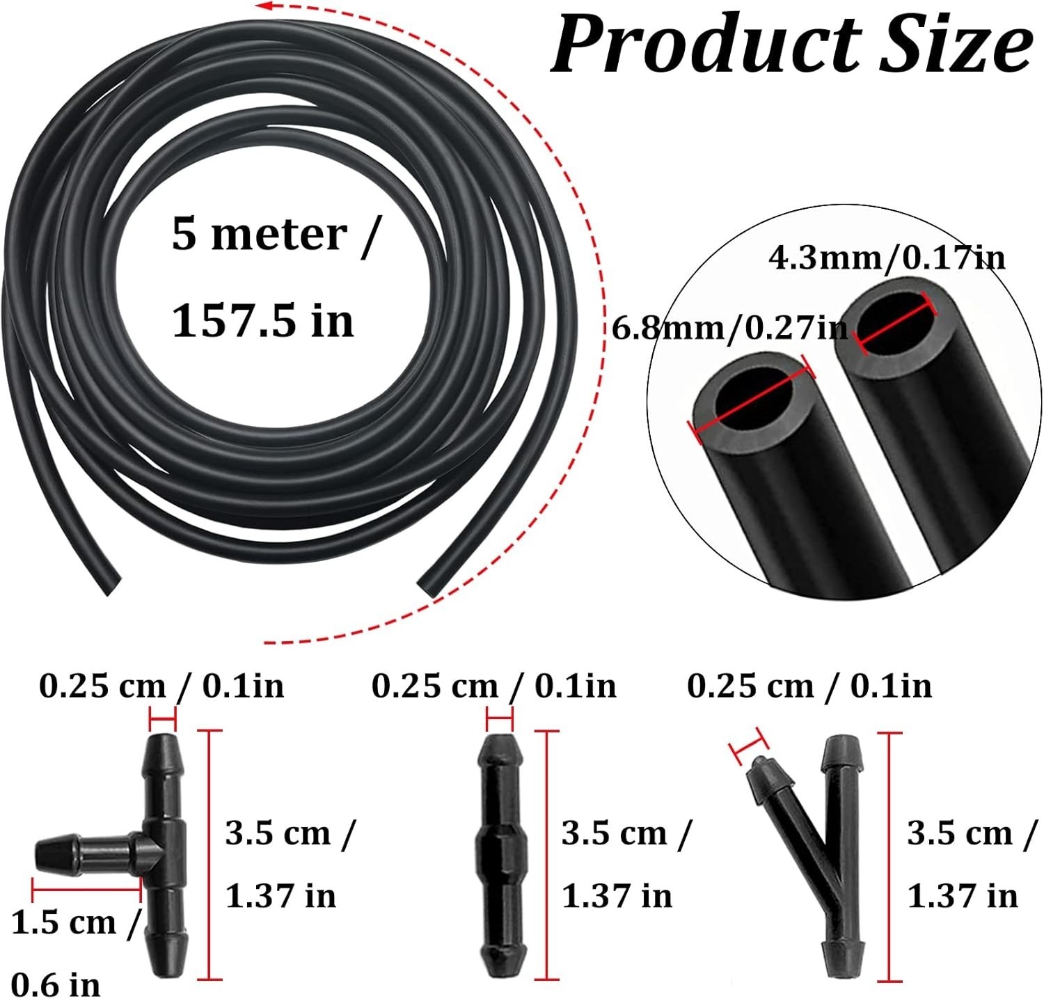 Windshield Washer Hose Repair Kit,2Pcs 4M Washer Fluid with 24Pcs Hose Connector