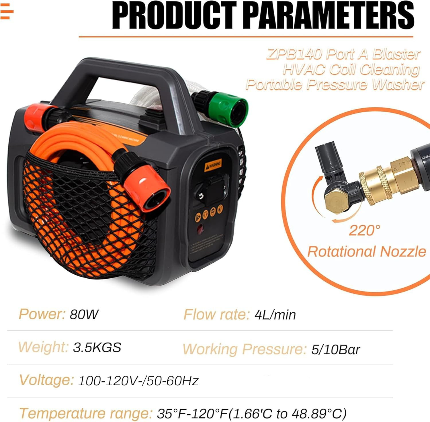 Updated ZPB140 Port a Blaster HVAC Coil Cleaning, Portable Pressure Washer, Coil