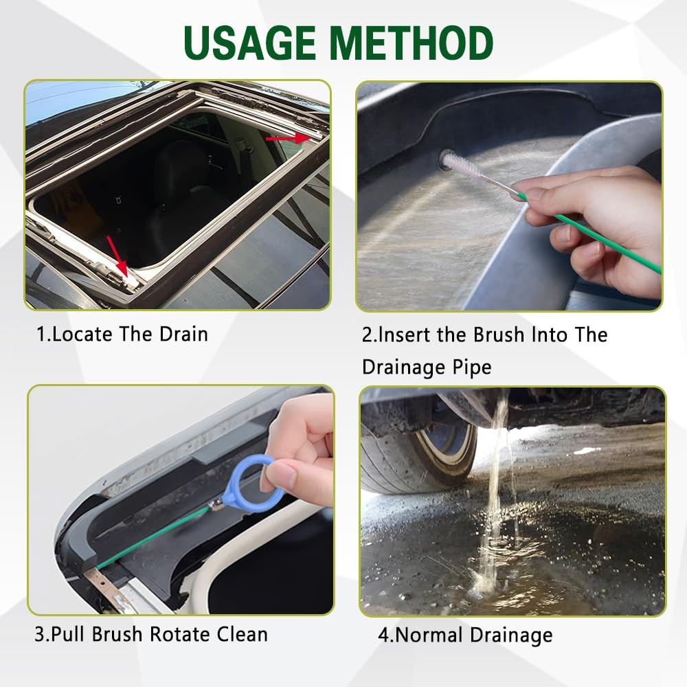 Lyxheth Auto Sunroof Drain Cleaning Tool, Long Pipe 118.11 inch, Green