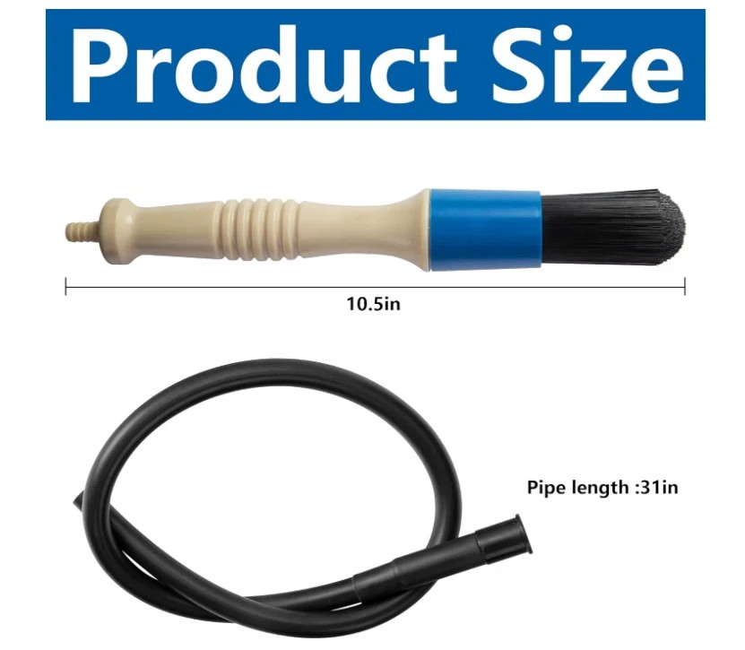 DECOHS Parts Washer Brush Set w/ 31″ Hose – 2 Pack Flow-Thru Cleaner