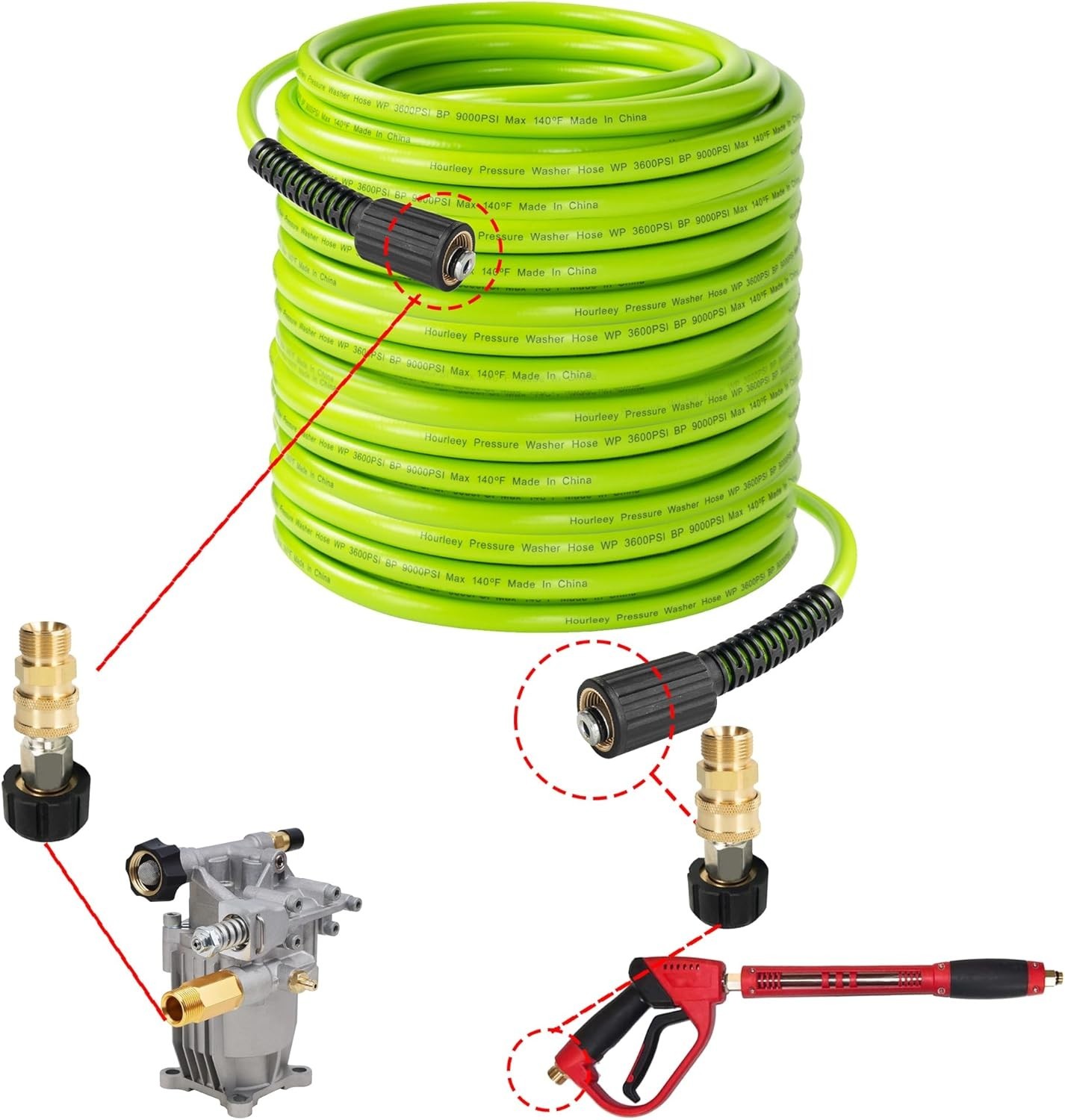 Versatile 50 FT Pressure Washer Hose – 3600 PSI, Lightweight & Weather Resistant