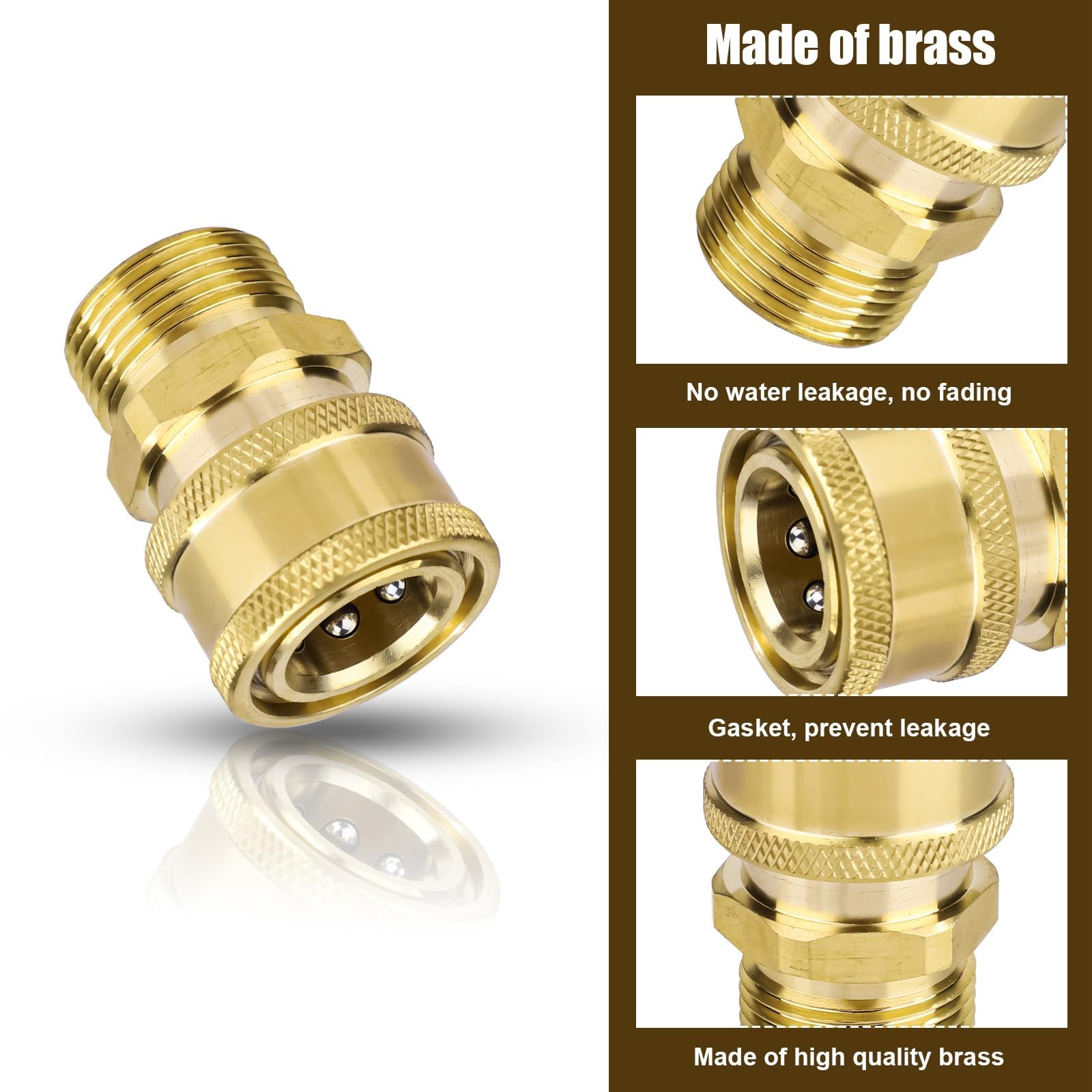 M2215mm To 1/4 Inch Pressure Washer Adapter Set Quick Connect Kit 4 PCS
