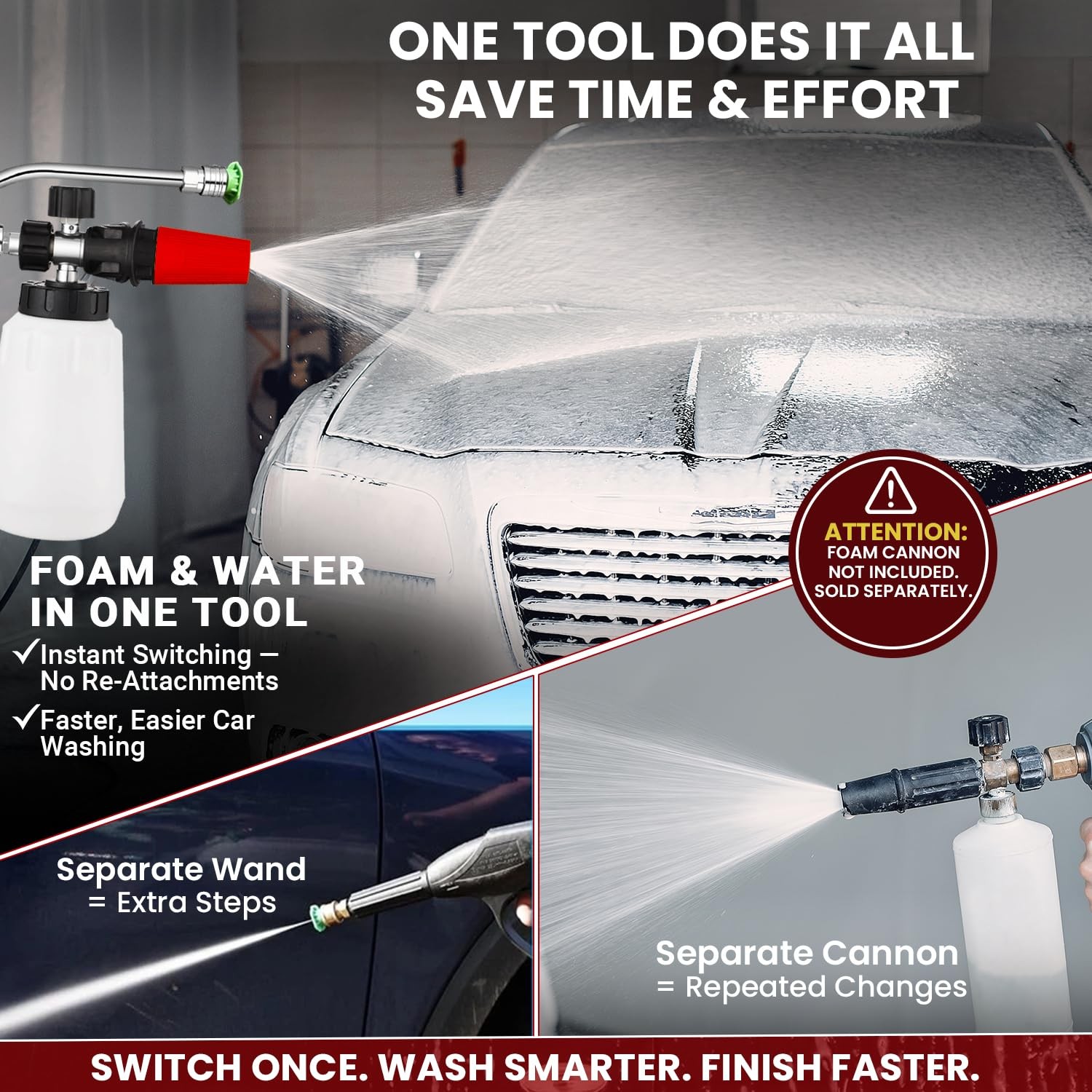 ProDetail Dual Kit – Foam Cannon & Spray Nozzle Quick Switch Adapter, Stainle…