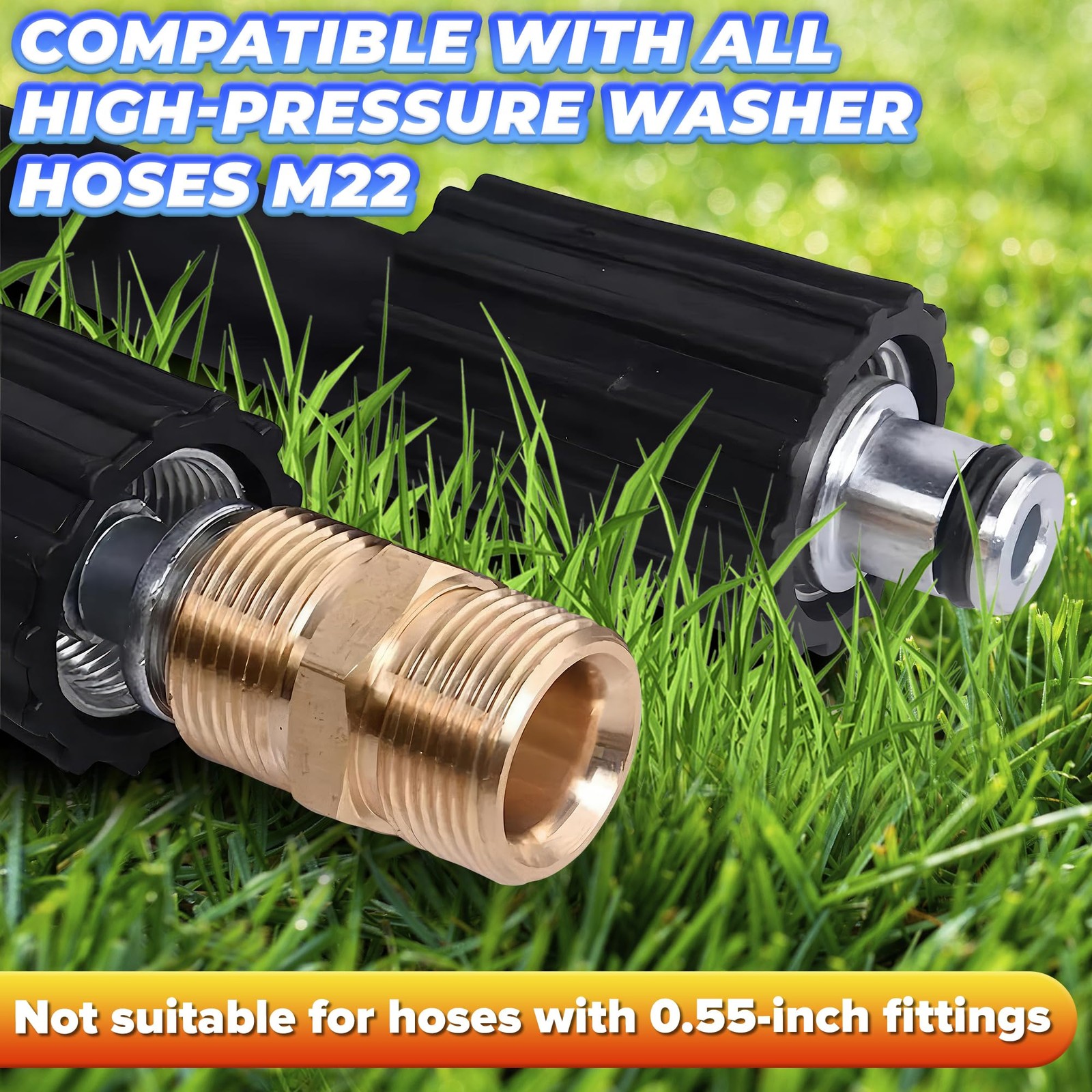 Male to Hose Adapter M22 14mm Quick Connect 4500 PSI Brass