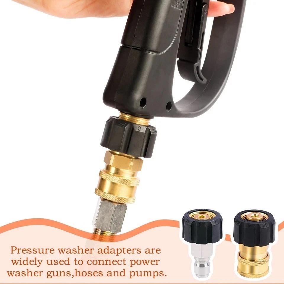 Pressure Washer Adapter Set M22 14mm to 3/8 Inch Quick Connect 4500 PSI