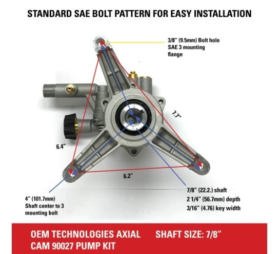 OEM Technologies 90027 Vertical Axial Cam Replacement Pressure Washer Pump Kit
