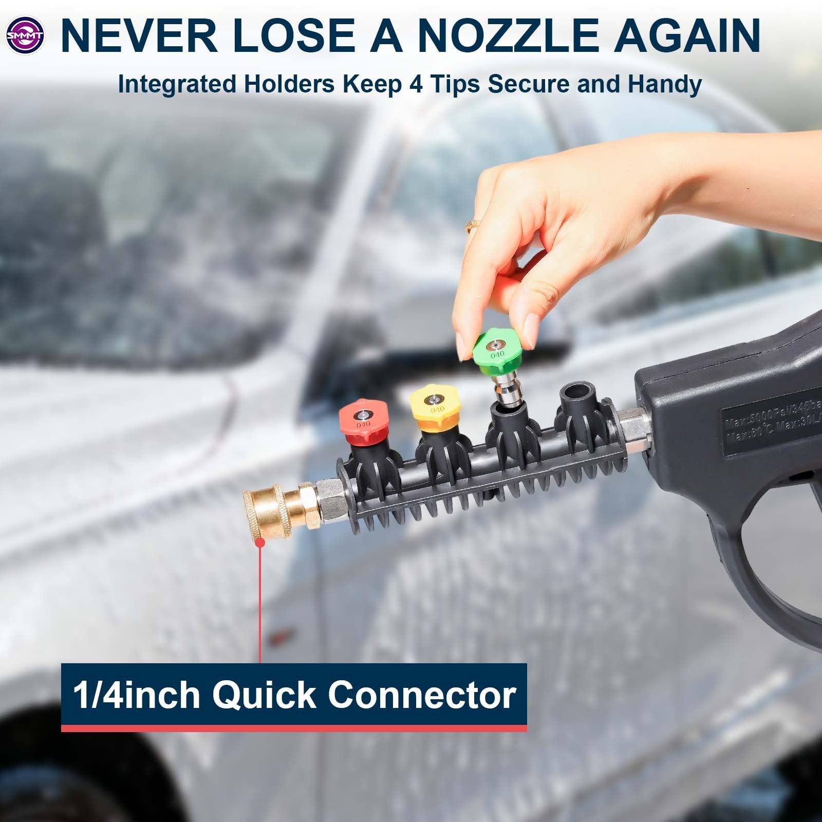 Short Pressure Washer Gun Swivel NPT 3/8 Inch Quick Connector M22 5000 PSI
