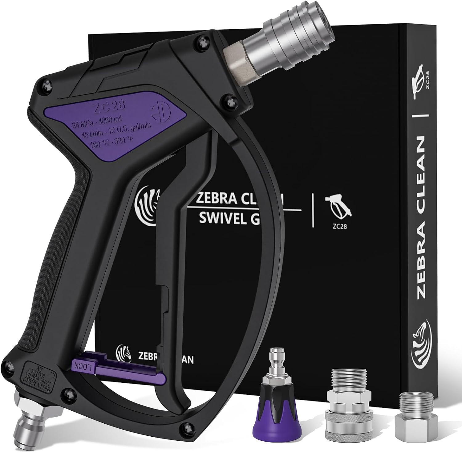 Short Pressure Washer Gun, Swivel Power Washer Gun 4060 PSI, Stubby Pressure Was