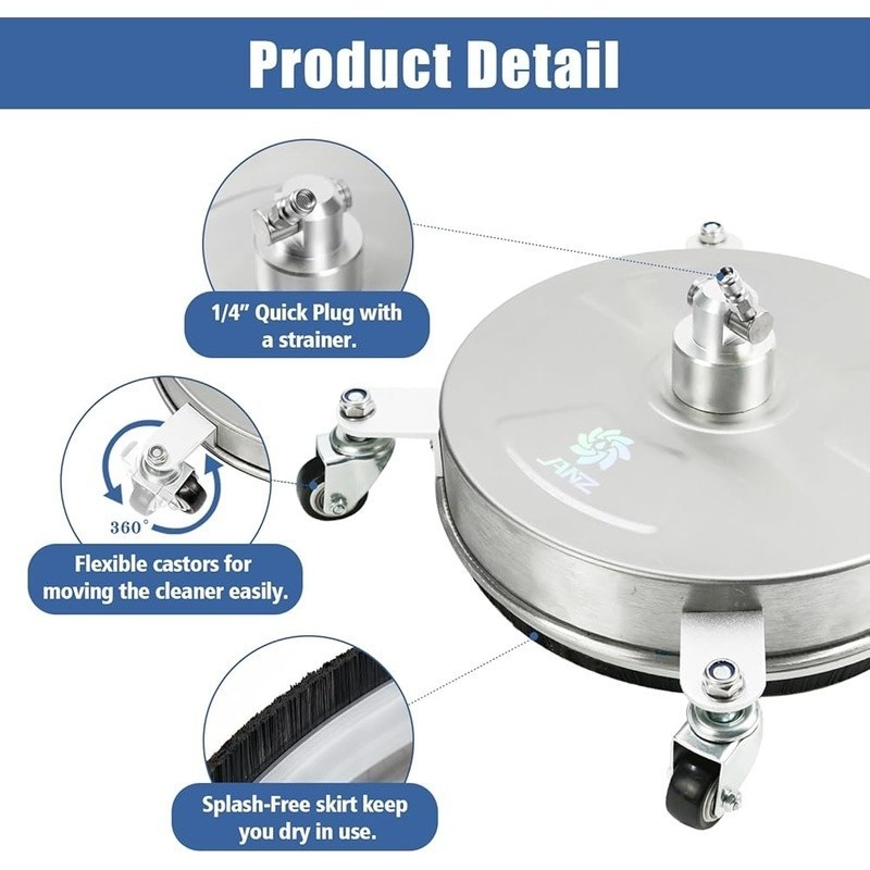 High Pressure Surface Cleaner Dual Nozzles 4000 PSI Easy Connect Accessory Set