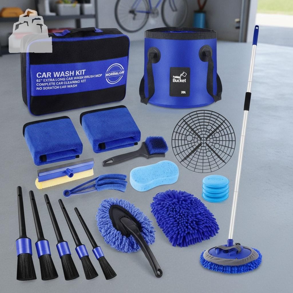 21Pc Car Wash Kit 62″ Brush Mop Long Handle Cleaning Detailing Set