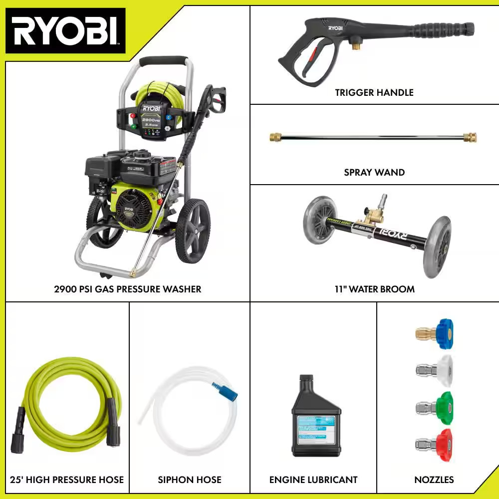 2900 PSI 2.5 GPM Cold Water Gas Pressure Washer with 212Cc Engine and Water Broo