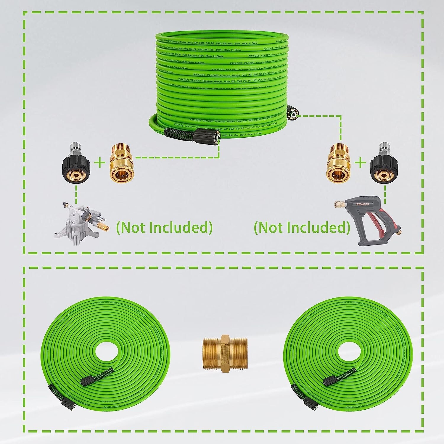 Durable Heavy-Duty Pressure Washer Hose – 3600 PSI – Flexible Power Wash Hose