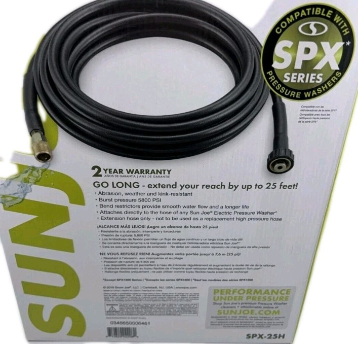 Heavy Duty 1/4″ x 25FT Pressure Washer Extension Hose for Sun Joe SPX 25H