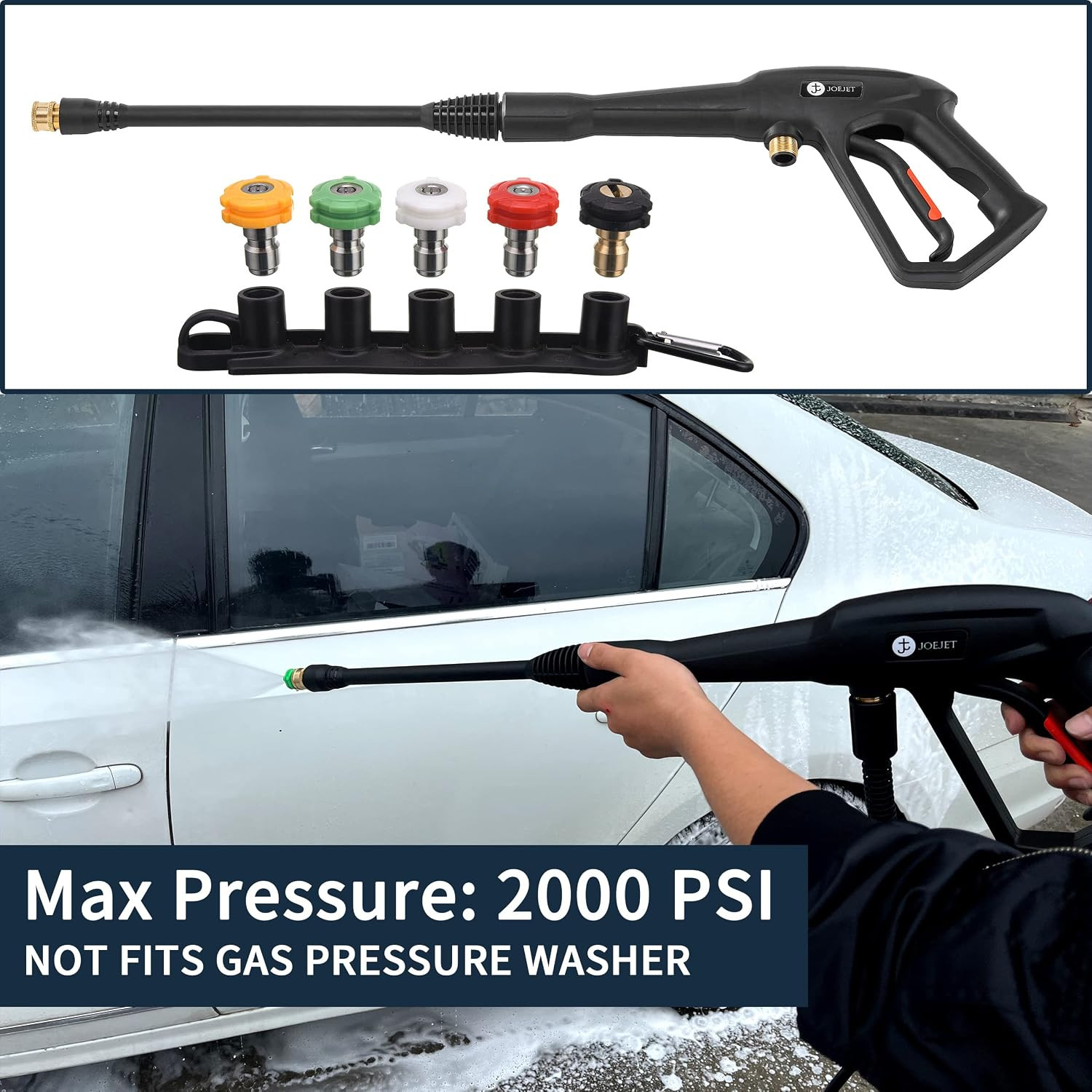 Pressure Washer Replacement Gun with Jet Wand and 5 Nozzle Tips | Compatible wit