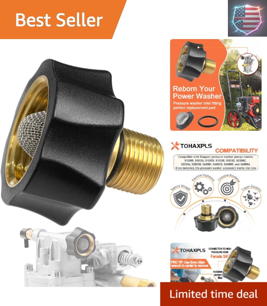 7112362 Water Inlet Fitting for Simpson Pressure Washer Pump Parts, Fits Mult…