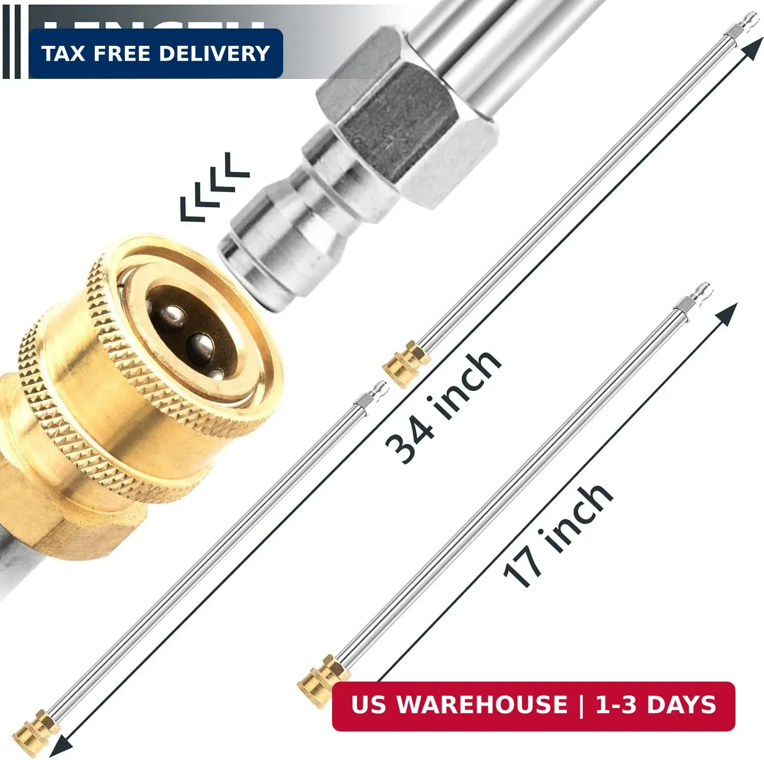 Pressure Washer Extension Wand, 2 Pack 17 Inch Stainless Steel Heavy Duty Wands