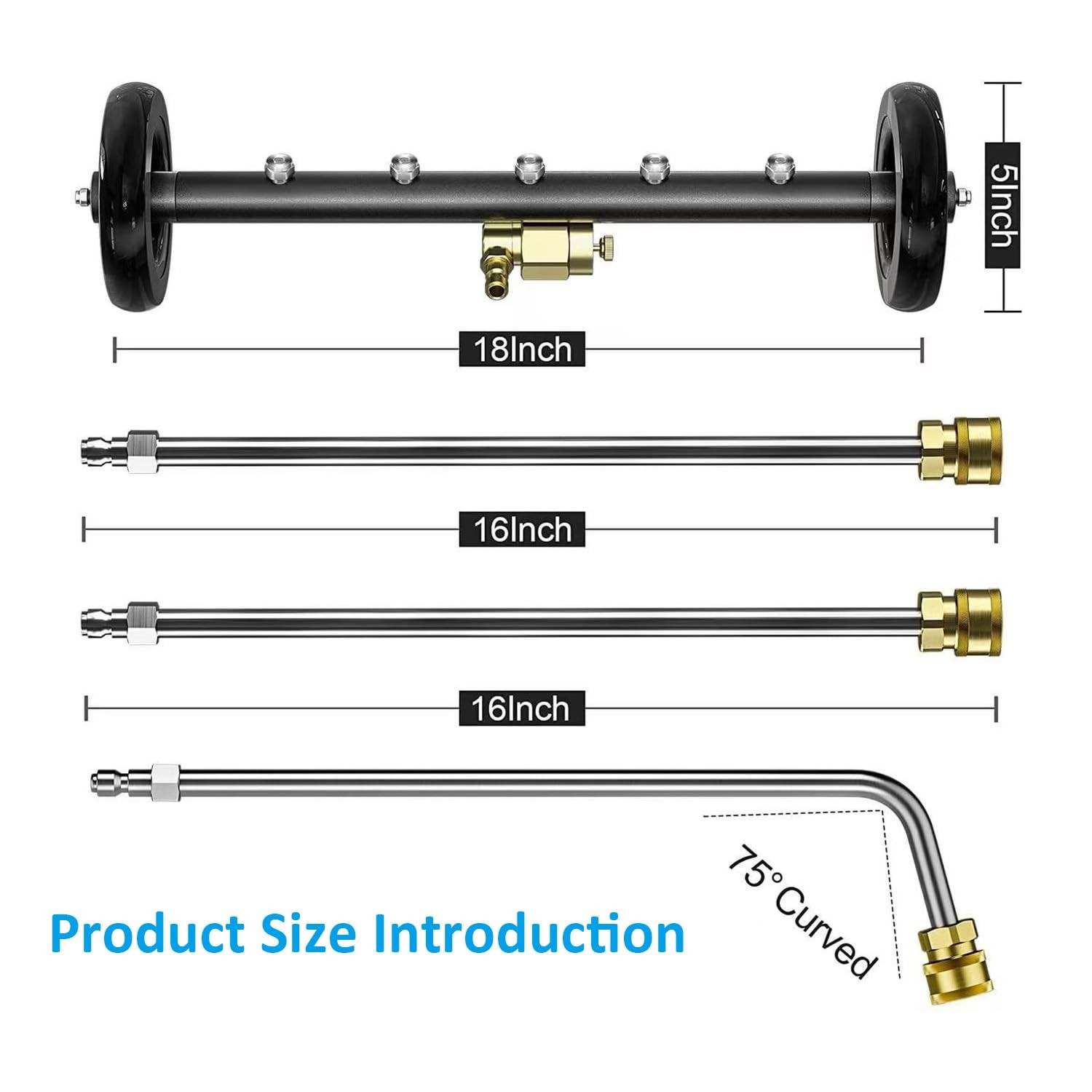 18″ Large Undercarriage Pressure Washer Attachments with 5 Nozzles Under Car …