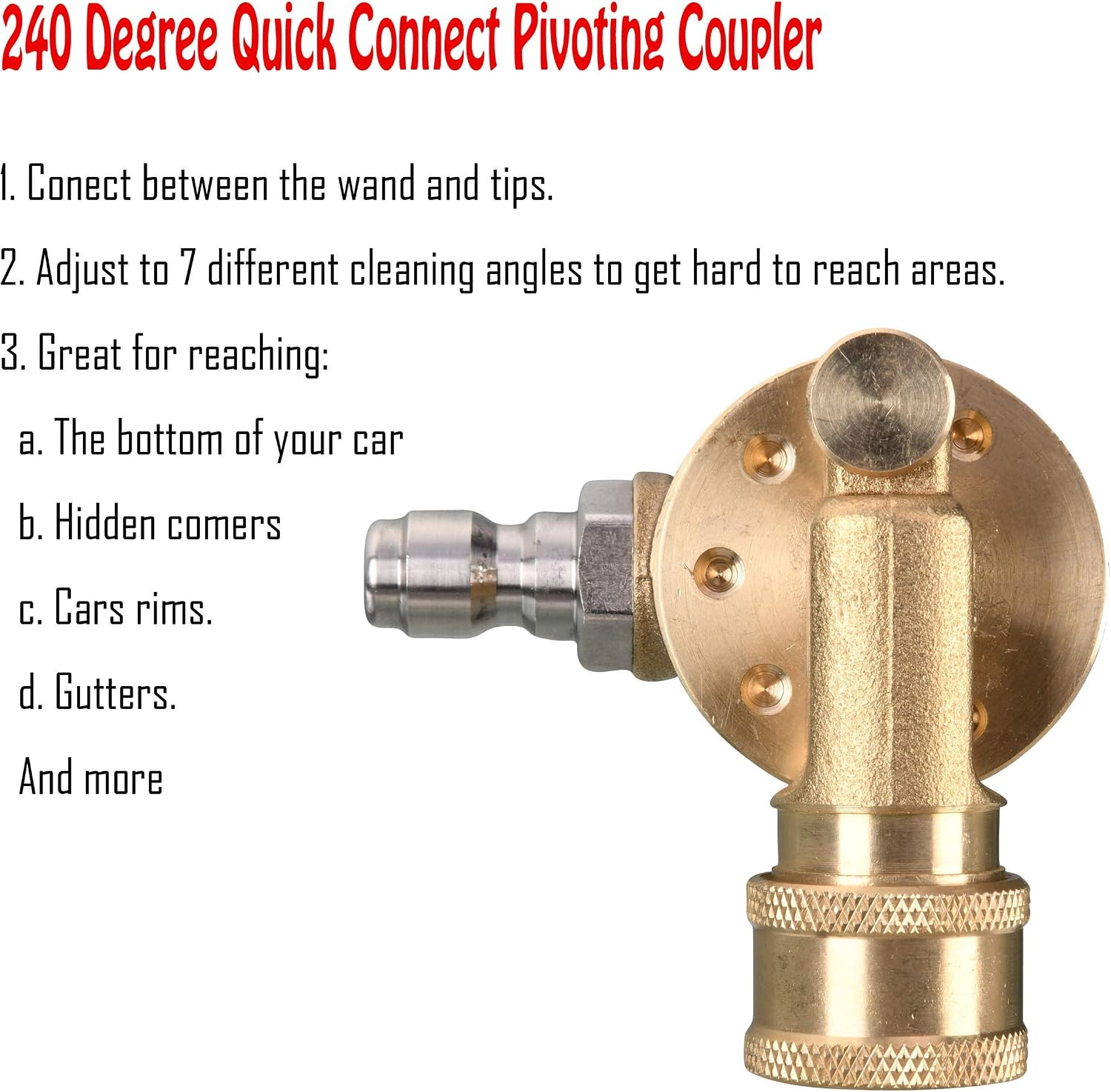 Pressure Washer Pivoting Coupler, Gutter Cleaner Attachment | 240