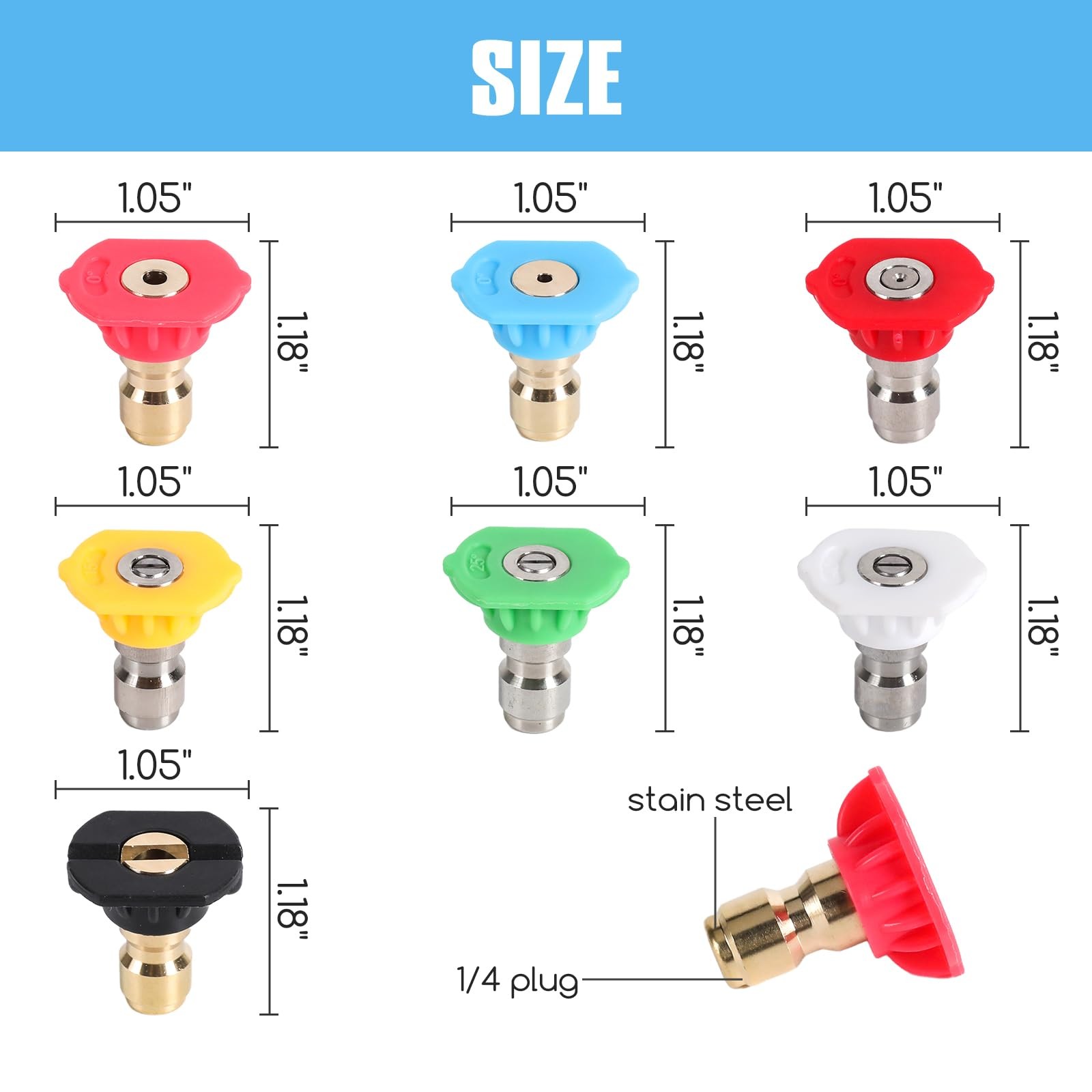 Pressure Washer Tips, Set of 7 Pressure Washer Nozzle Tips with Nozzle Holder…