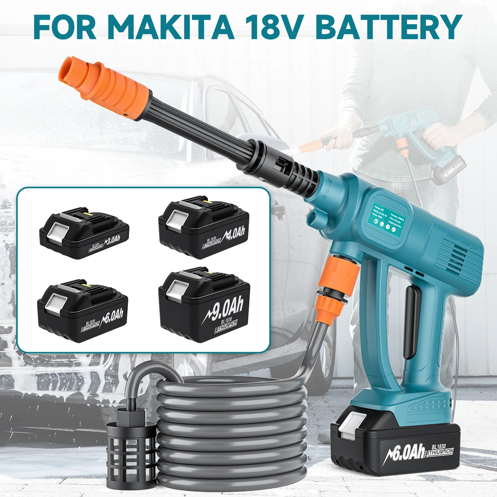 Cordless High Pressure Washer Gun for Makita 18V – No Battery Car Cleaning Tool