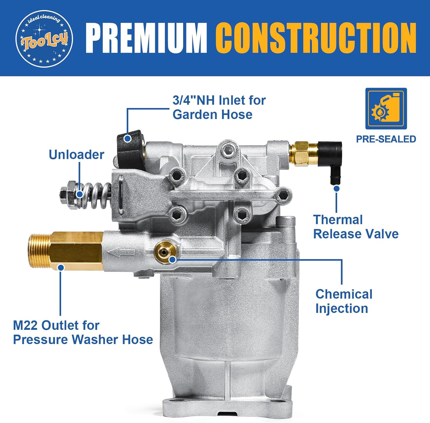 3/4″ Pressure Washer Pump 2600-3400 PSI 2.5 GPM Fits Honda Simpson Gas