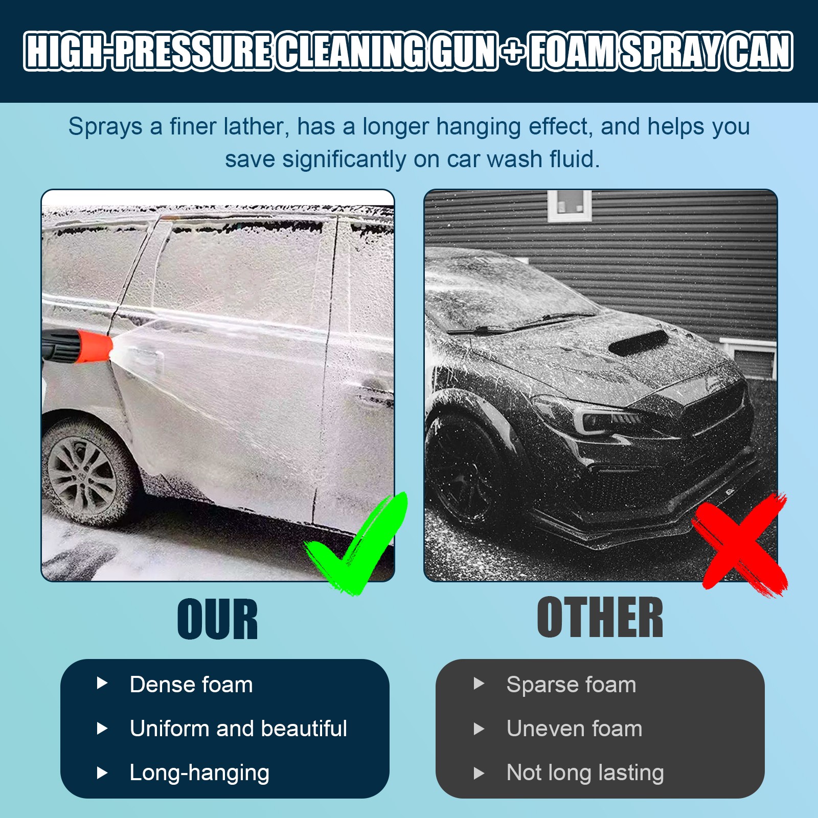 1/4″ Snow Foam Washer Gun Car Wash Soap Lance Cannon Spray Pressure Jet Bottle