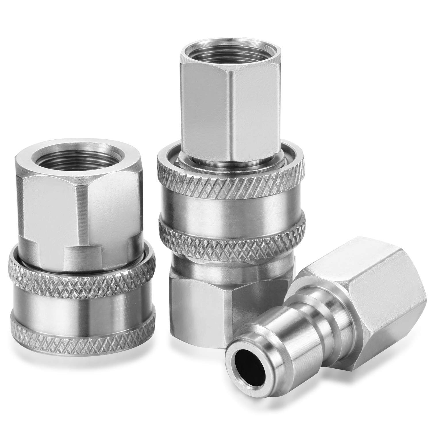 2 Sets NPT 3/8 Inch Pressure Washer Quick Connector Kit Stainless Steel Pressure
