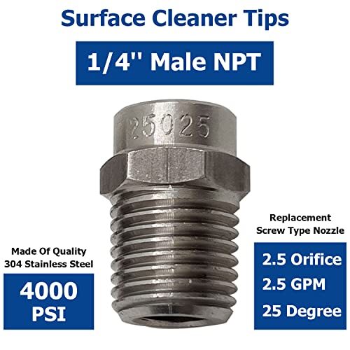 SOLIVEDE 25025 Surface Cleaner Tips for Pressure Washer Nozzles with 2.5 Orif…