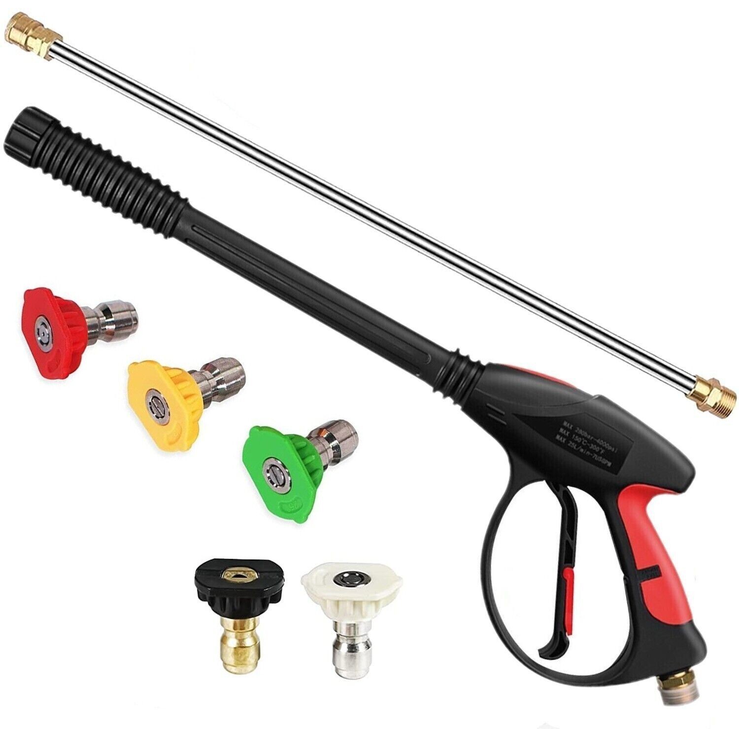 High Pressure Power Washer Spray Gun Wand Lance Nozzle Tips 50FT Hose Kit M22