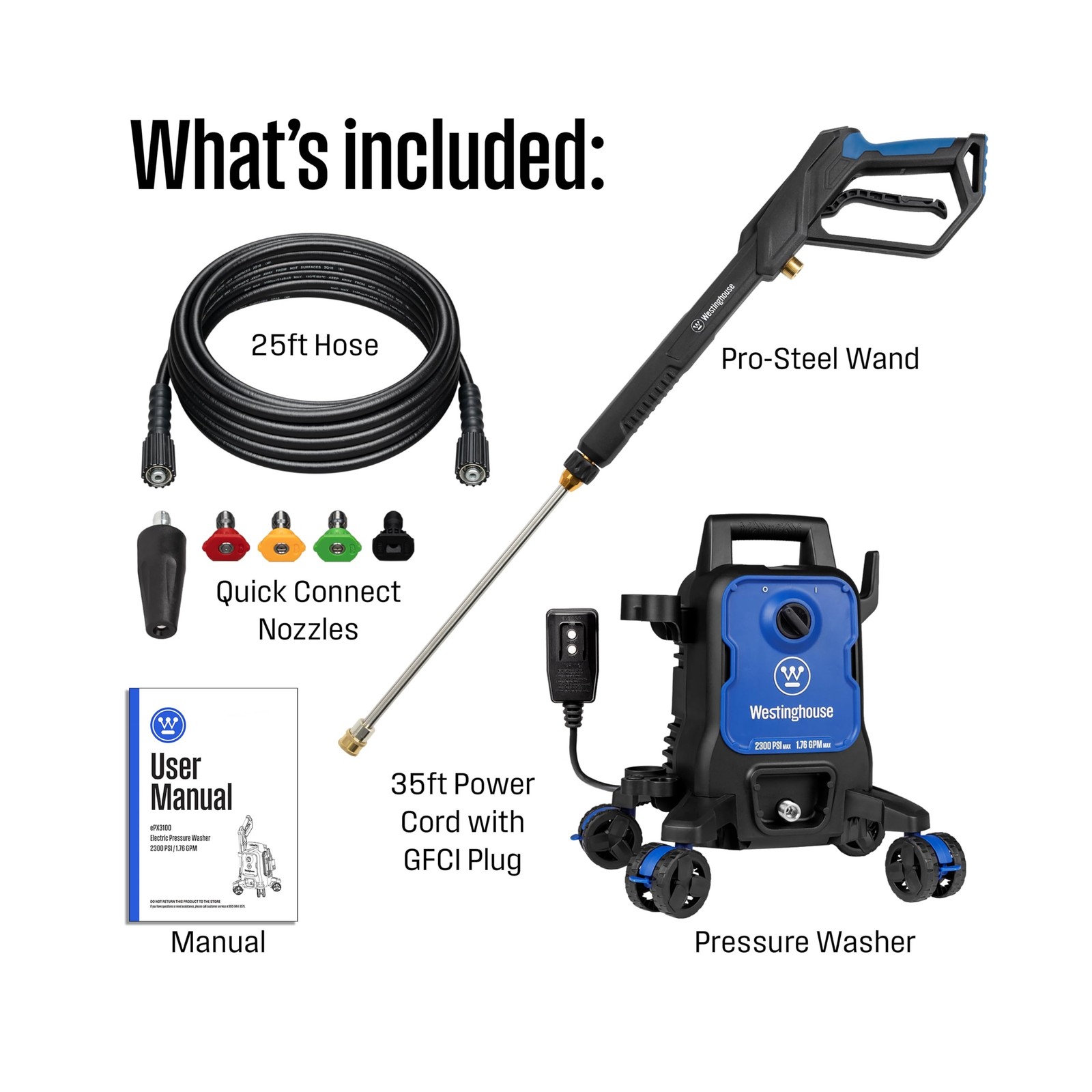 Westinghouse ePX3100 Electric Pressure Washer, 2300 Max PSI 1.7… USA FAST SHIP