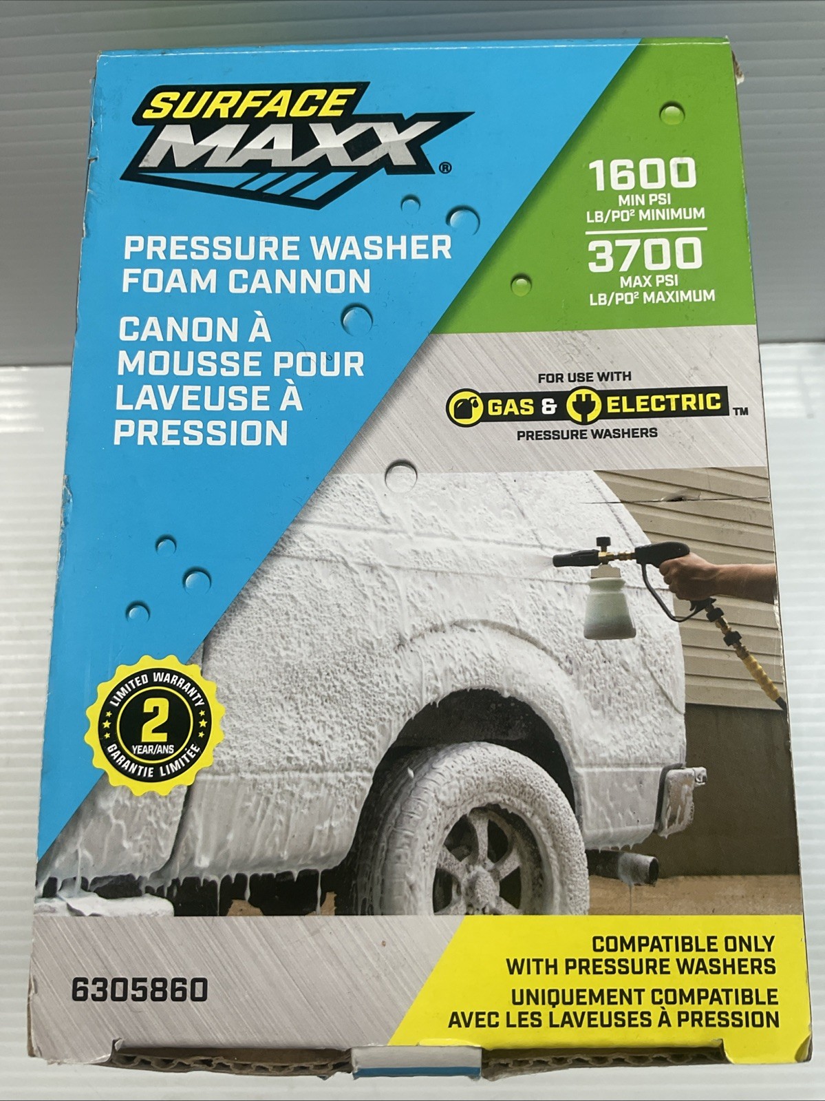 Surface Maxx Foam Cannon 3700 PSI Max – High Pressure Car Wash Soap Sprayer NIB