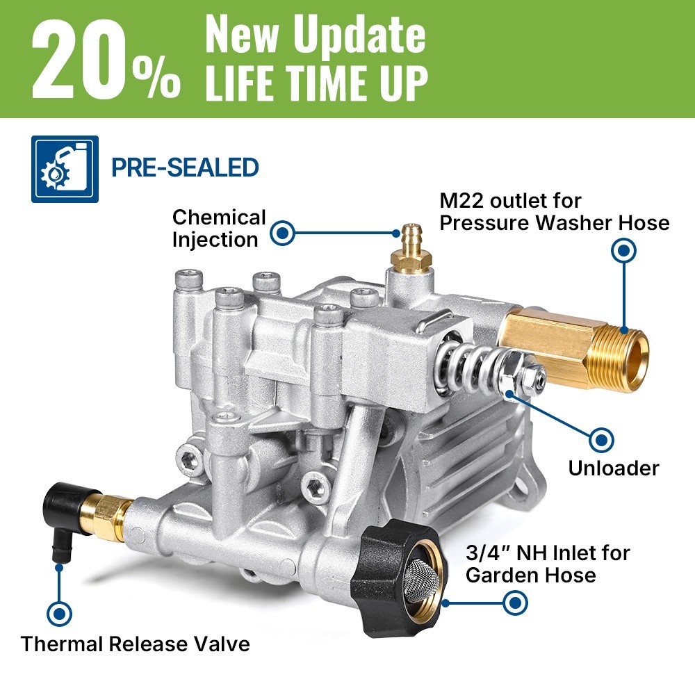 YAMATIC 7/8″ Shaft Vertical 3000 PSI Pressure Washer Pump 2.5 GPM w/ Fittings