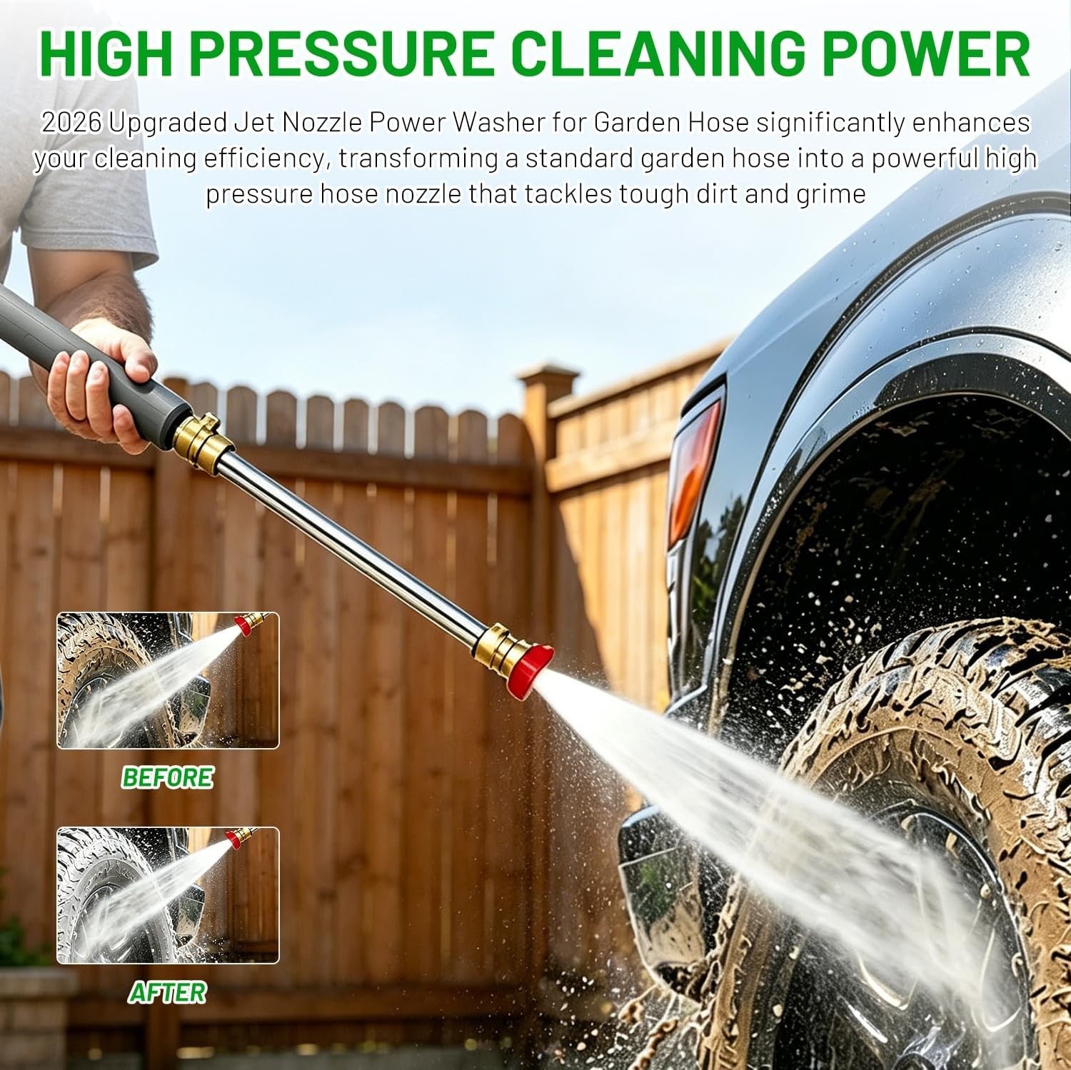 Aluminum Hydro Jet Nozzle with 3 High-Pressure Settings for Effective Cleaning
