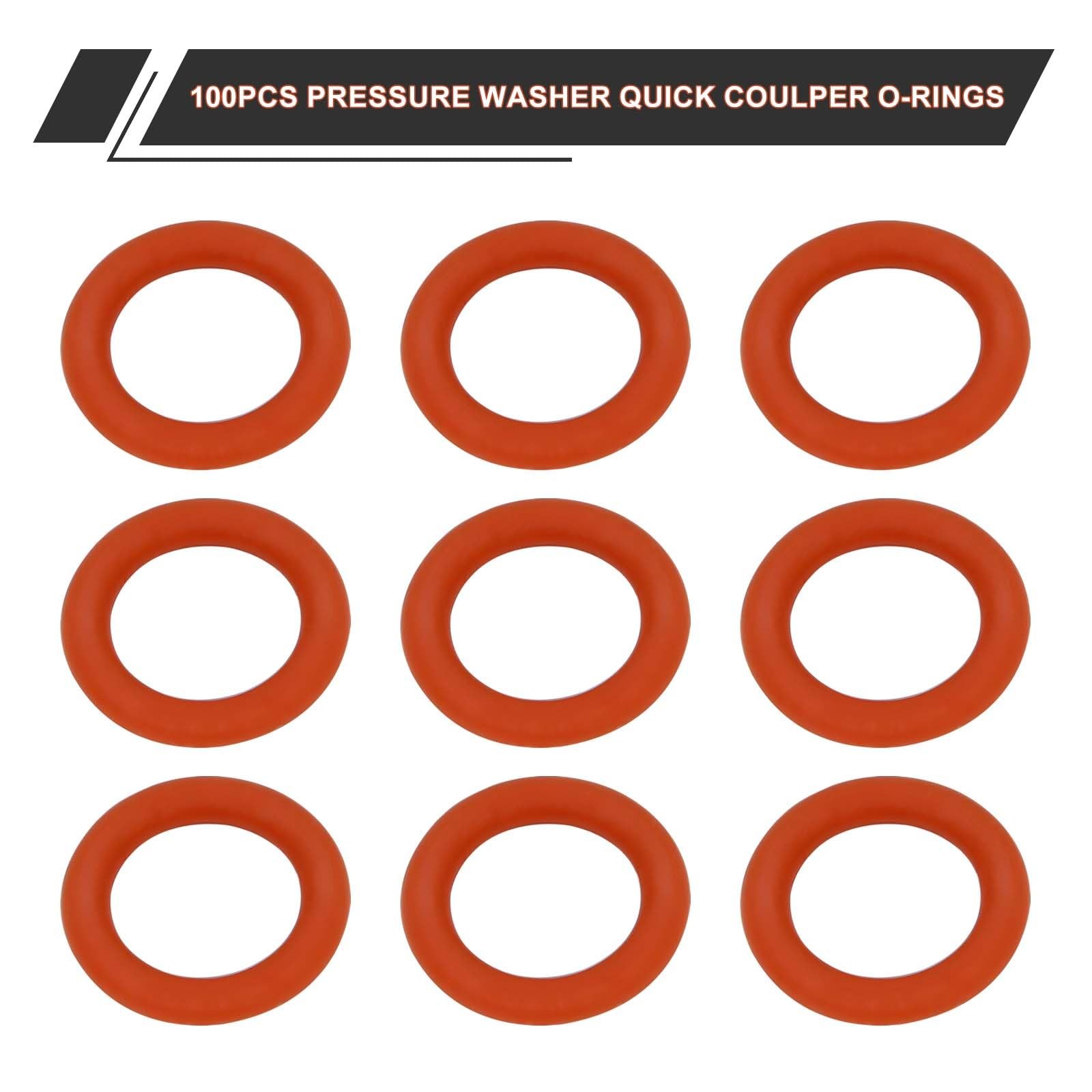 100 Pack 1/4″ Pressure Washer Quick Coupler O-Rings Orange Replacement