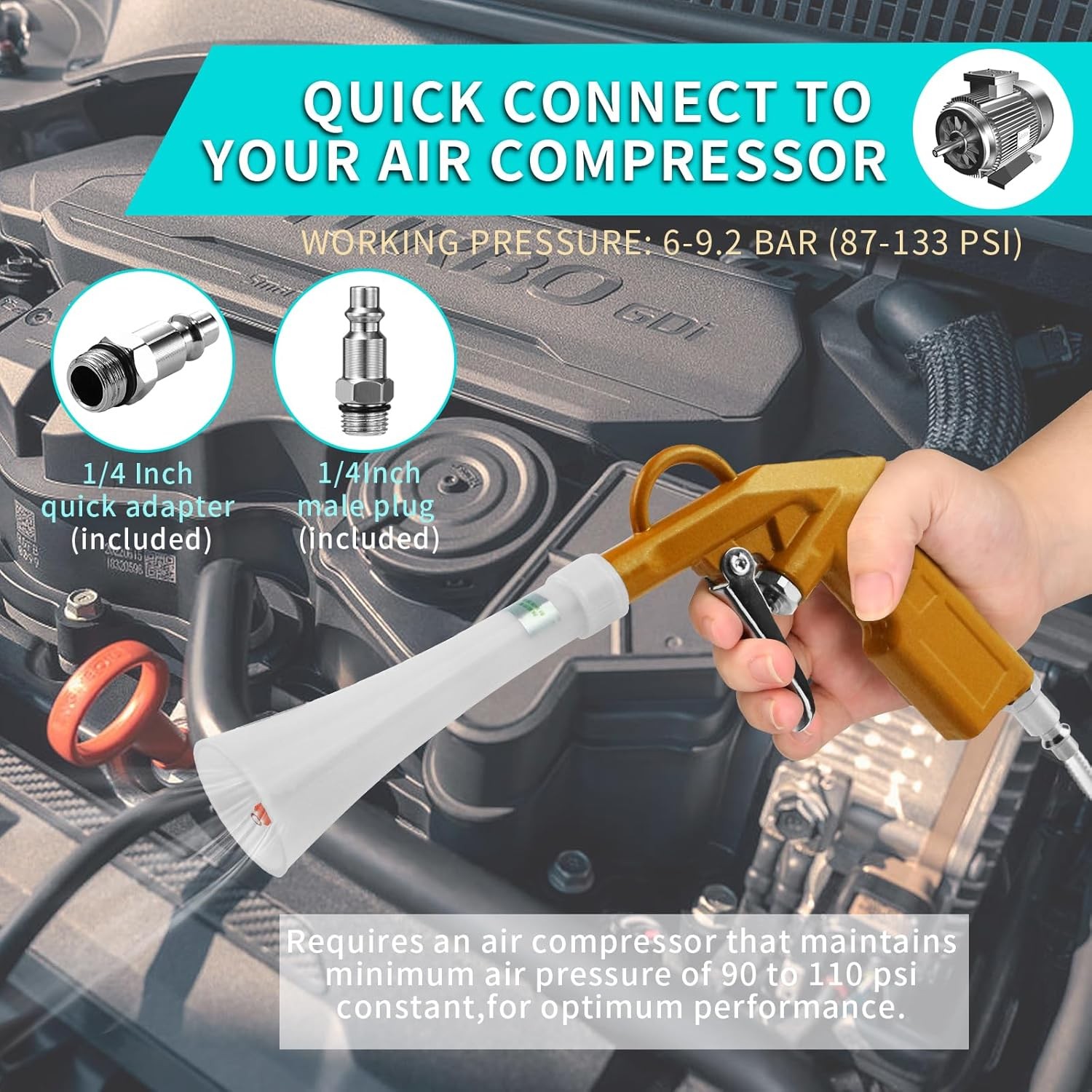 Air Blow Gun Car Detailing Cleaning Quickly Blasts Gun-13-new2, yellow