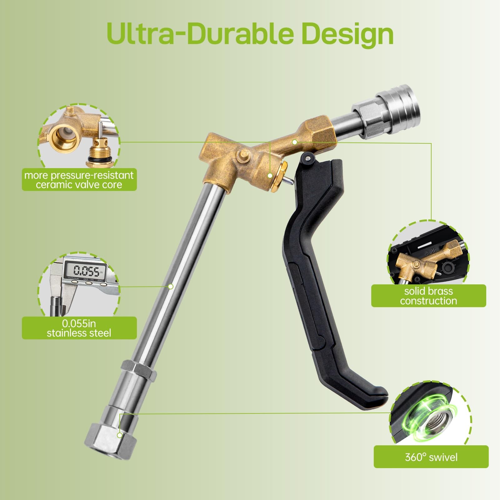 Swivel Pressure Washer Gun with Extension Wand 3/8 Quick Connect M22 Fittings