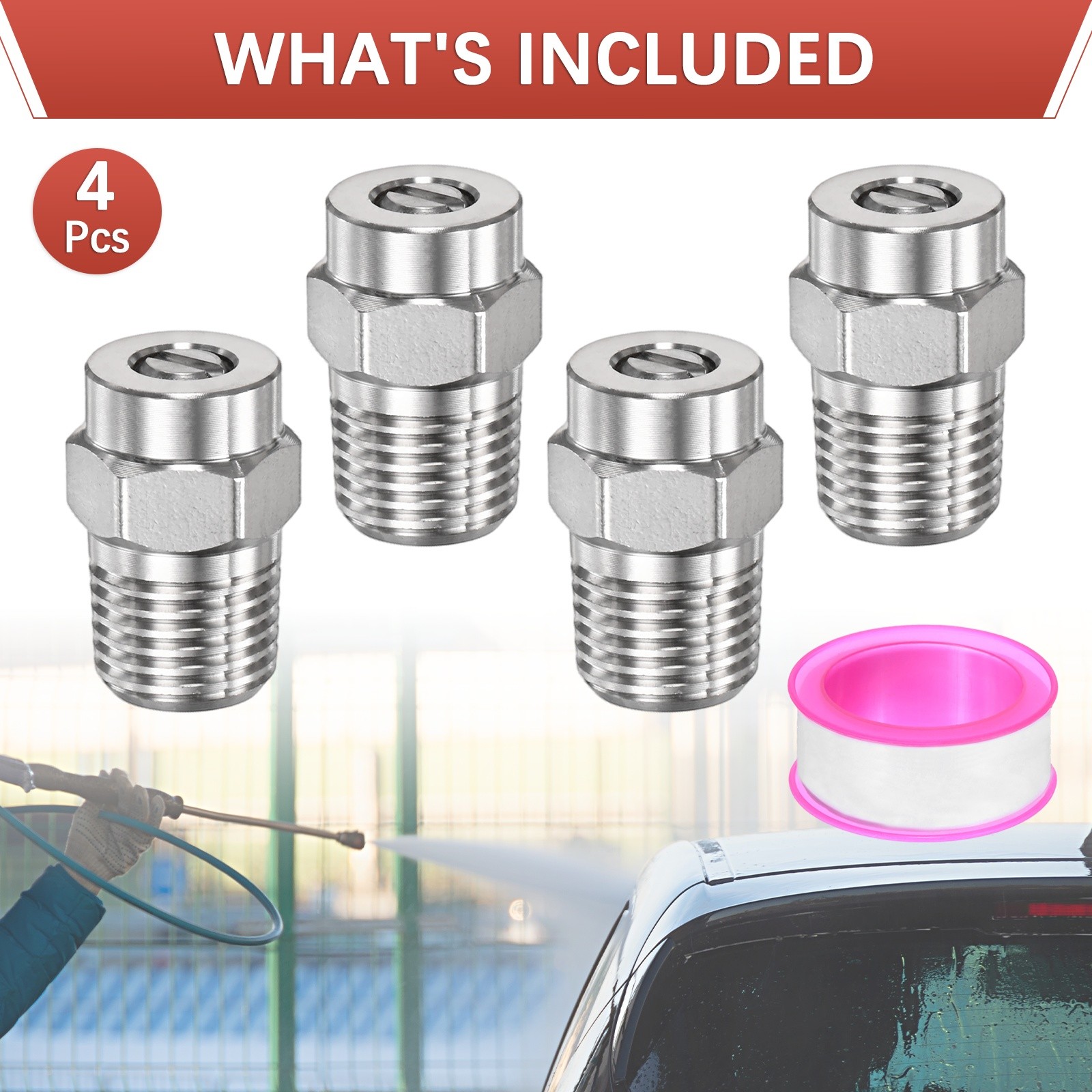 1/4″ NPT 15° Surface Cleaner Tip [4PCS] – Pressure Washer Nozzles [1.311MM Pore]