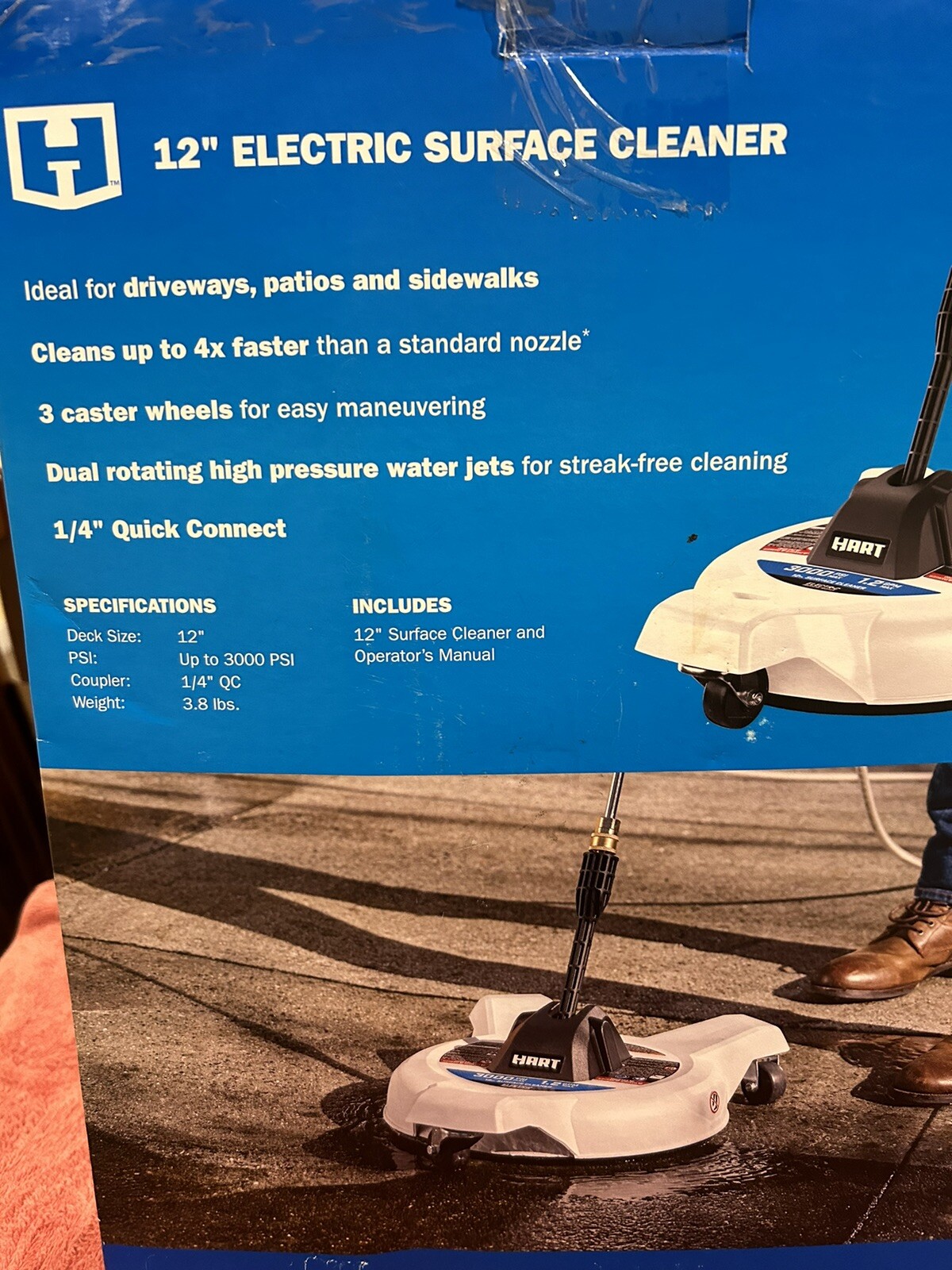 HART 12 in 3000PSI Electric Pressure Washer Surface Cleaner with Casters Durable