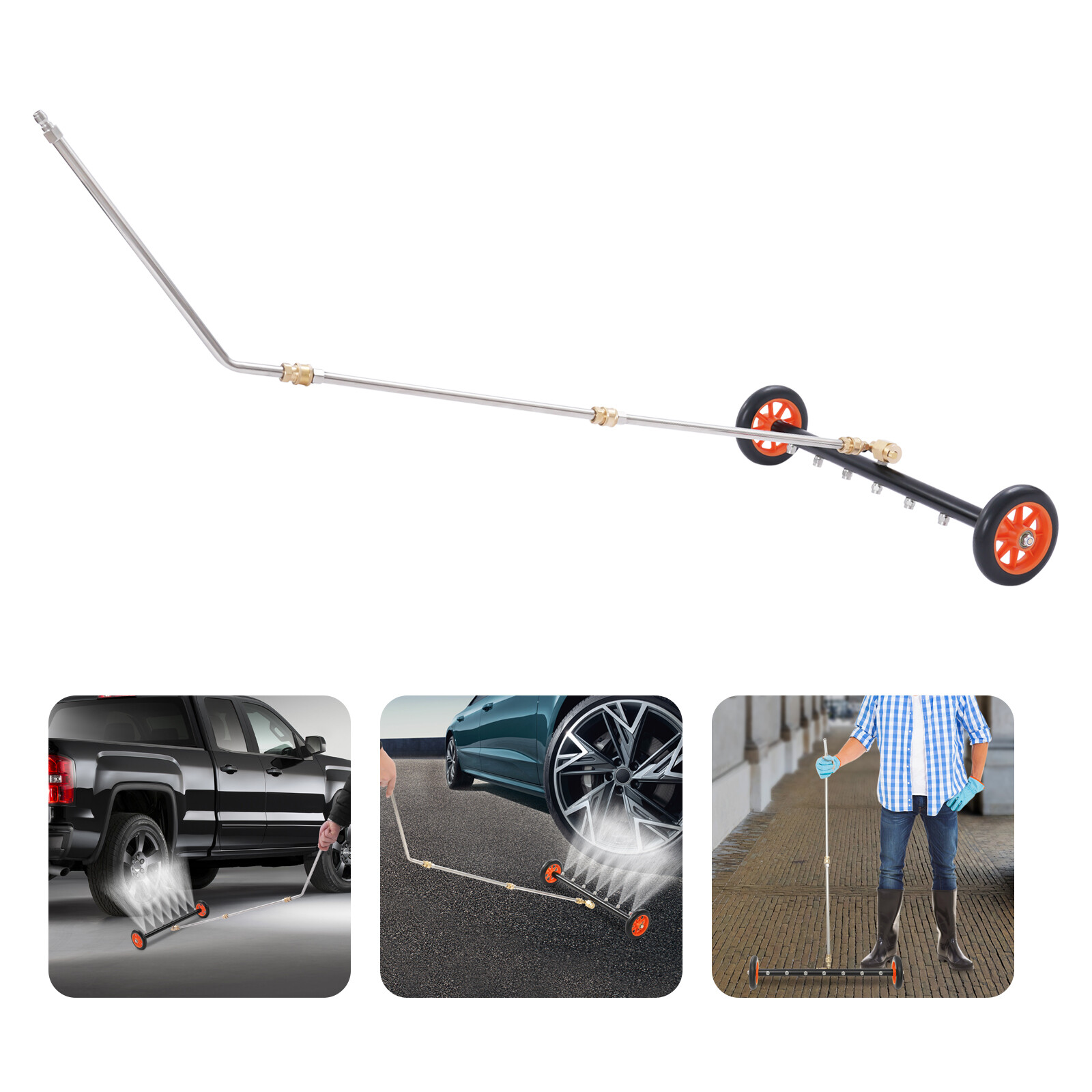 22″ Pressure Power Washer Undercarriage Under Car Cleaner Water Broom w/7 Nozzle