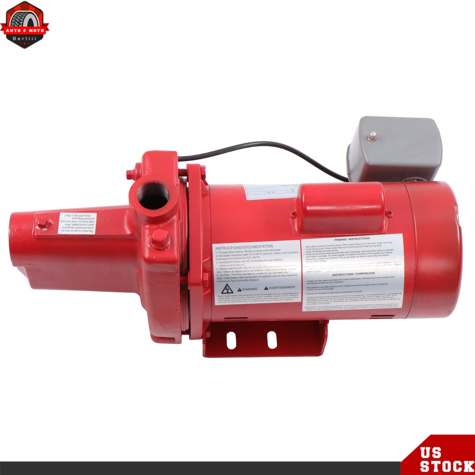 1 HP Dual Voltage 115/230 Volt 23 GPM Cast Iron Shallow Well Jet Pump Red 602208