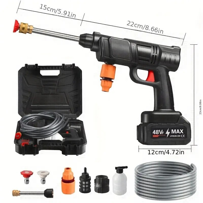 Cordless Electric High Pressure Water Spray Gun Car Washer Portable Cleaner Tool