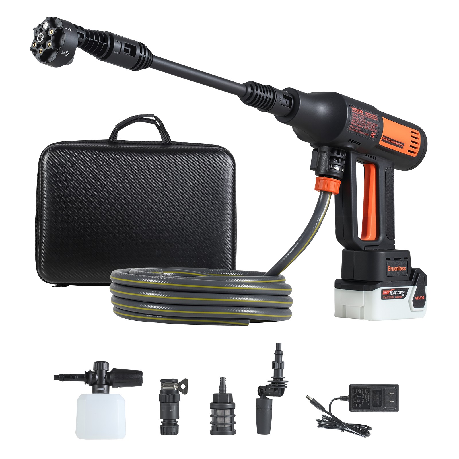 VEVOR Cordless Pressure Washer 1200PSI MAX with Brushless Motor for Home Garden