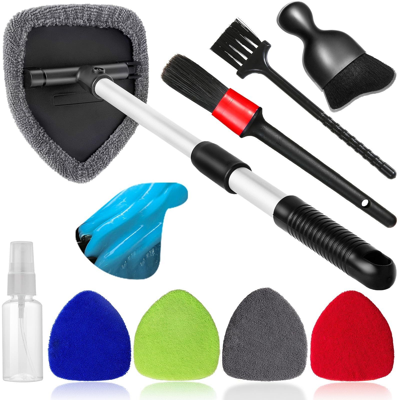 Qydipclin 10pcs Windshield Cleaner Tool, Car Window Blue & Green & Gray & Red